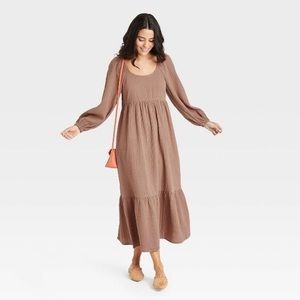 Women’s Plus Size Balloon Long Sleeve Dress - Universal Thread, Mauve, 2X